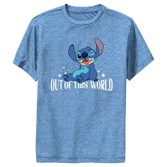 Boy's Lilo & Stitch Out of This World  Performance Graphic Tee Royal Blue Heather Medium