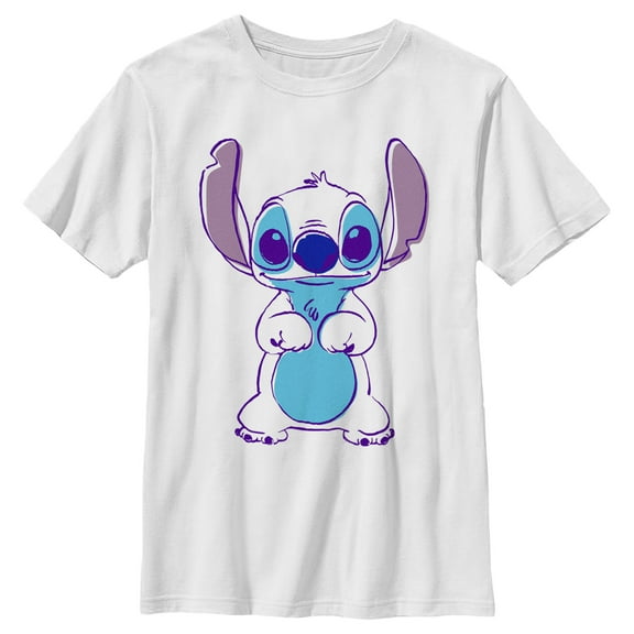 Boy's Lilo & Stitch Outlined Stitch Sketch Graphic Tee White Small
