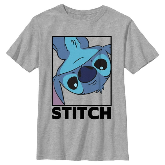 Boy's Lilo & Stitch Peekaboo Stitch Portrait Graphic Tee Athletic Heather Large