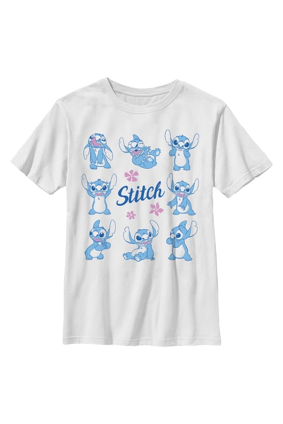 Boy's Lilo & Stitch Phases of Stitch Graphic Tee White Medium