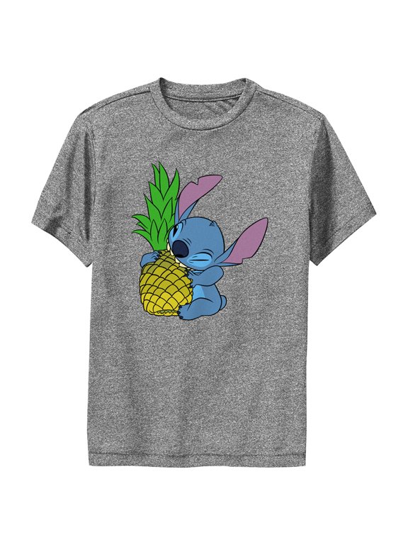 Boy's Lilo & Stitch Pineapple Lover Stitch Performance Graphic Tee Charcoal Heather Small