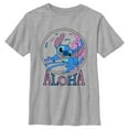 thumbnail image 1 of Boy's Lilo & Stitch Pink and Blue Aloha Graphic Tee Athletic Heather Medium, 1 of 5