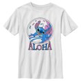 thumbnail image 1 of Boy's Lilo & Stitch Pink and Blue Aloha Graphic Tee White Small, 1 of 4