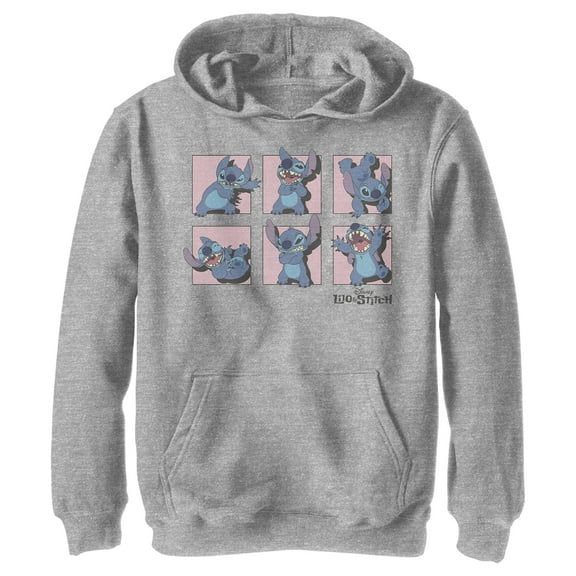 Boy's Lilo & Stitch Poses in Pink Panels  Pull Over Hoodie Athletic Heather Small