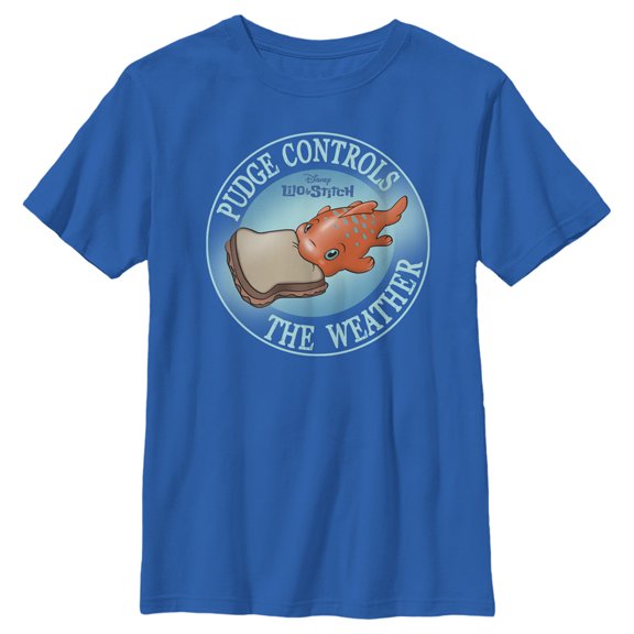 Boy's Lilo & Stitch Pudge Controls the Weather  Graphic Tee Royal Blue Medium
