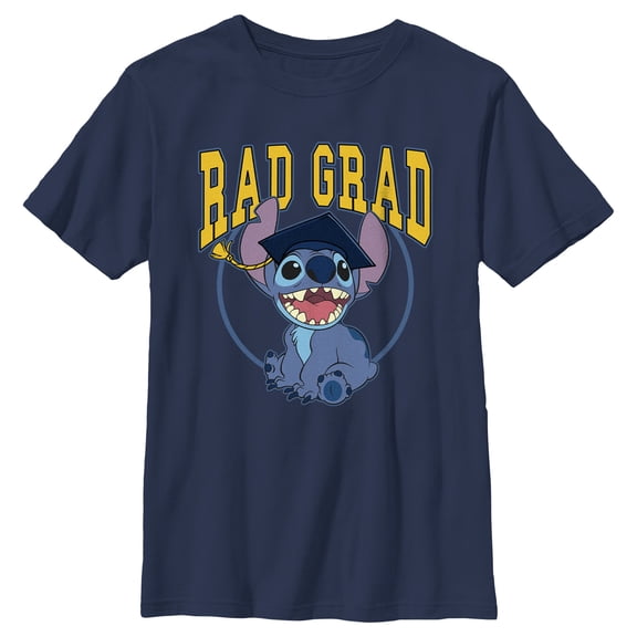 Boy's Lilo & Stitch Rad Grad Graphic Tee Navy Blue Medium
