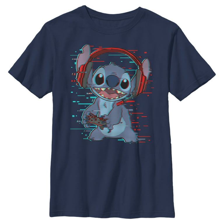 Lilo & Stitch Boy's Red and Blue Gamer T-Shirt Blue