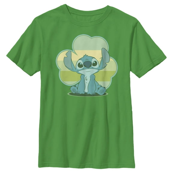 Boy's Lilo & Stitch Retro Shamrock Pride  Graphic Tee Kelly Green Medium