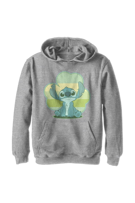 Boy's Lilo & Stitch Retro Shamrock Pride Pull Over Hoodie Athletic Heather Medium