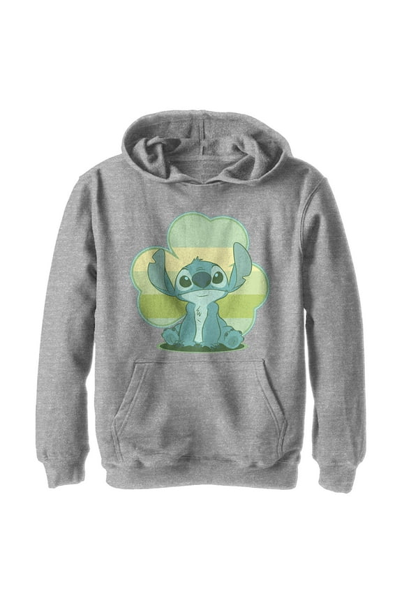 Boy's Lilo & Stitch Retro Shamrock Pride Pull Over Hoodie Athletic Heather Small