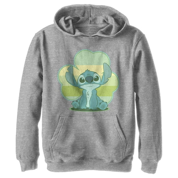 Boy's Lilo & Stitch Retro Shamrock Pride Pull Over Hoodie Athletic Heather Small