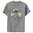 thumbnail image 1 of Boy's Lilo & Stitch Retro Striped Circle Stitch Performance Graphic Tee Charcoal Heather Large, 1 of 4