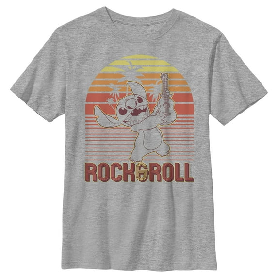Boy's Lilo & Stitch Rock & Roll Sunset Graphic Tee Athletic Heather Small