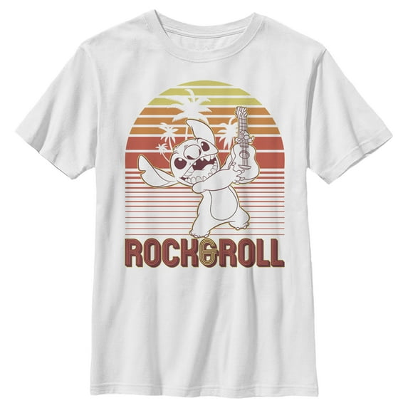 Boy's Lilo & Stitch Rock & Roll Sunset Graphic Tee White Small
