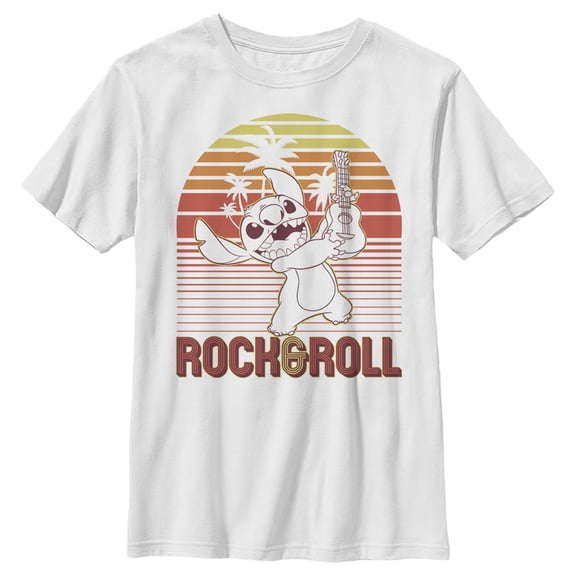 Boy's Lilo & Stitch Rock & Roll Sunset Graphic Tee White Small