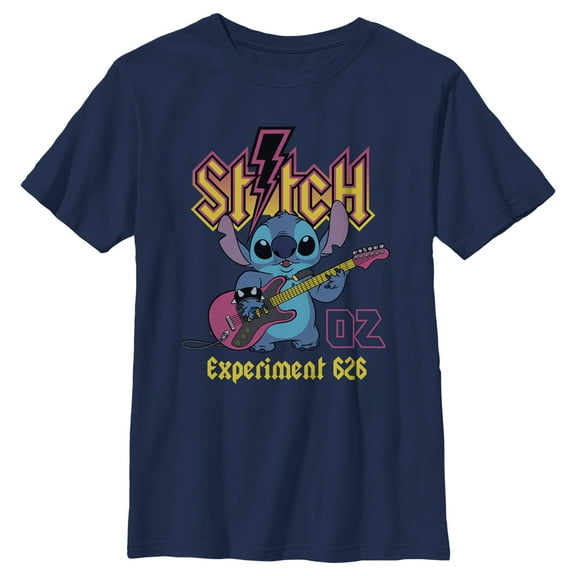Boy's Lilo & Stitch Rocker Experiment 626  Graphic Tee Navy Blue X Small