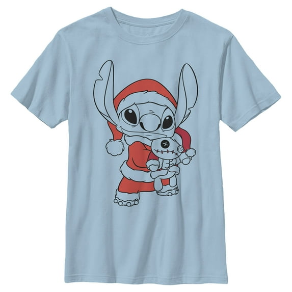 Boy's Lilo & Stitch Scrump and Santa Graphic Tee Light Blue X Large