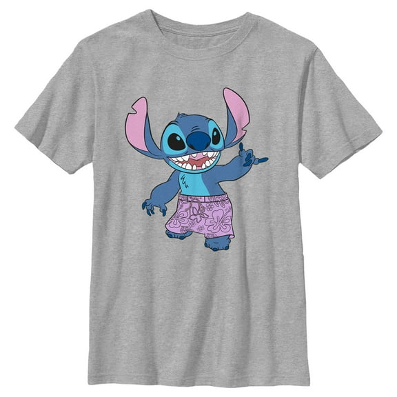 Boy's Lilo & Stitch Shaka Hand Gesture Stitch  Graphic Tee Athletic Heather X Large