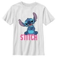 thumbnail image 1 of Boy's Lilo & Stitch Sitting Cute  Graphic Tee White Large, 1 of 4