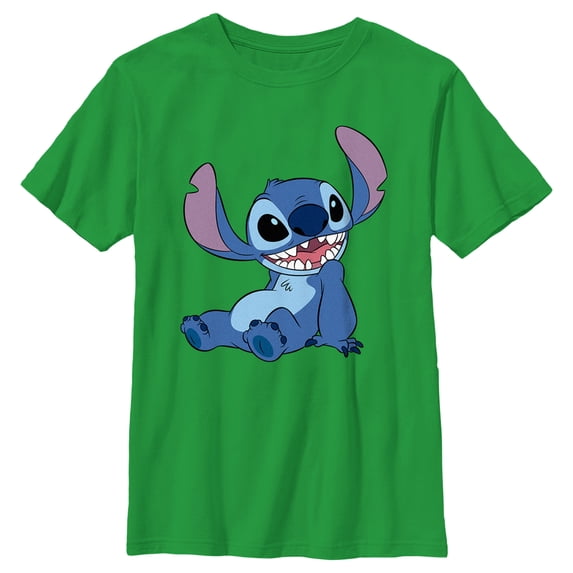 Boy's Lilo & Stitch Sitting Pose Graphic Tee Kelly Green Large