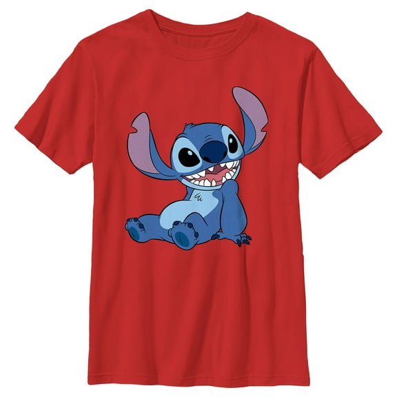Boy's Lilo & Stitch Sitting Pose  Graphic Tee Red Small