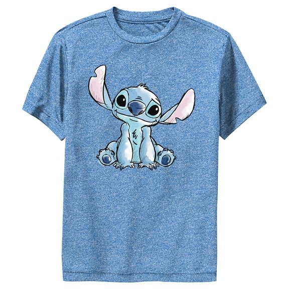 Boy's Lilo & Stitch Sketch Stitch  Performance Graphic Tee Royal Blue Heather Medium