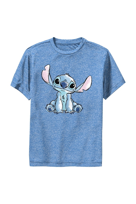 Boy's Lilo & Stitch Sketch Stitch Performance Graphic Tee Royal Blue Heather Medium