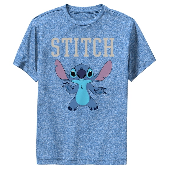 Boy's Lilo & Stitch Standing Alien Performance Graphic Tee Royal Blue Heather Large