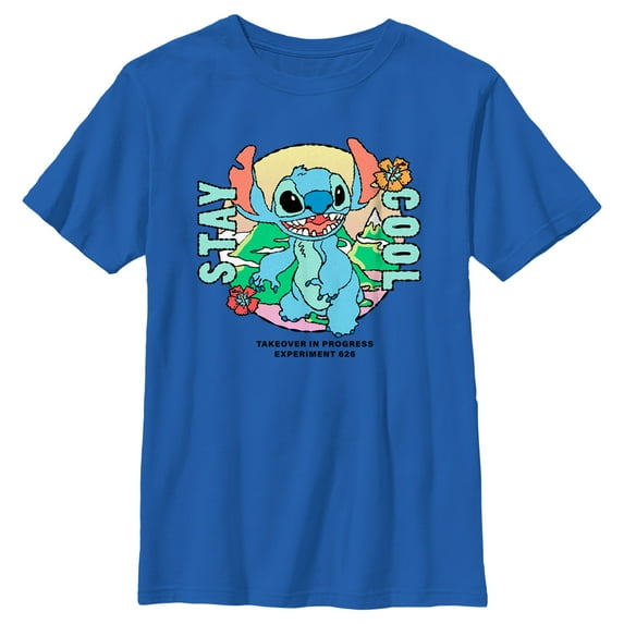 Boy's Lilo & Stitch Stay Cool Stitch Graphic Tee Royal Blue Small