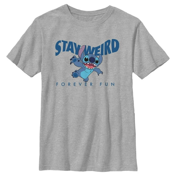 Boy's Lilo & Stitch Stay Weird Forever Fun  Graphic Tee Athletic Heather X Large