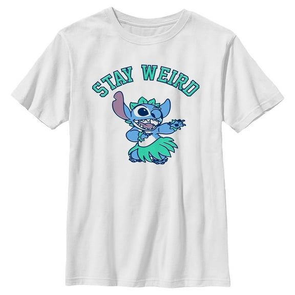 Boy's Lilo & Stitch Stay Weird Hula Dance  Graphic Tee White X Small