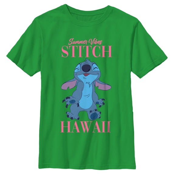 Boy's Lilo & Stitch Summer Vibes Stitch Graphic Tee Kelly Green X Large