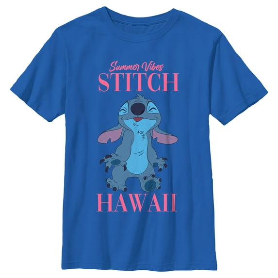 Boy's Lilo & Stitch Summer Vibes Stitch Graphic Tee Royal Blue X Large