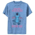 thumbnail image 1 of Boy's Lilo & Stitch Summer Vibes Stitch Performance Graphic Tee Royal Blue Heather Medium, 1 of 4