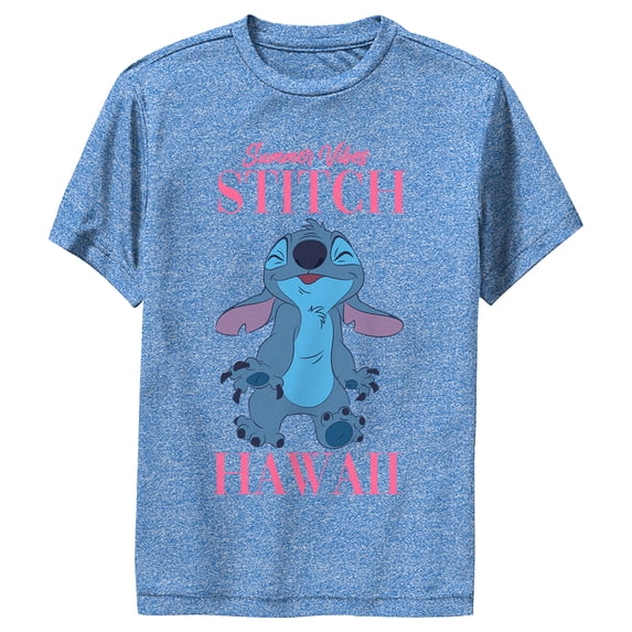 Boy's Lilo & Stitch Summer Vibes Stitch Performance Graphic Tee Royal Blue Heather Medium