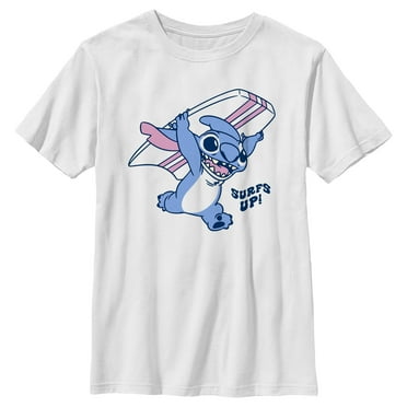 Boy's Lilo & Stitch Surfs Up Stitch  Graphic Tee White Large