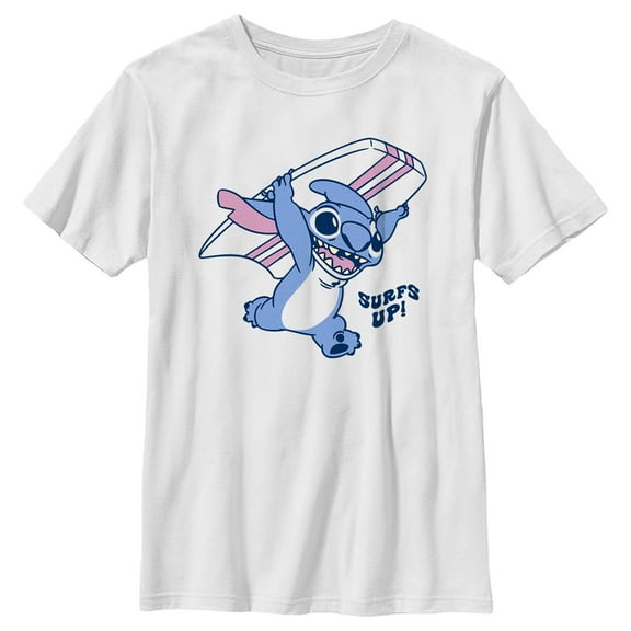 Boy's Lilo & Stitch Surfs Up Stitch  Graphic Tee White Large
