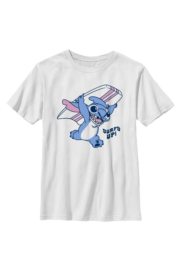 Boy's Lilo & Stitch Surfs Up Stitch Graphic Tee White X Small