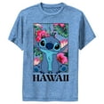 thumbnail image 1 of Boy's Lilo & Stitch Tropical Hawaii Poster Performance Graphic Tee Royal Blue Heather X Large, 1 of 4