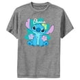 thumbnail image 1 of Boy's Lilo & Stitch Tropical Ohana Stitch  Performance Graphic Tee Charcoal Heather Small, 1 of 4