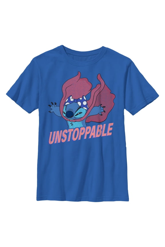 Boy's Lilo & Stitch Unstoppable Stitch Graphic Tee Royal Blue Medium