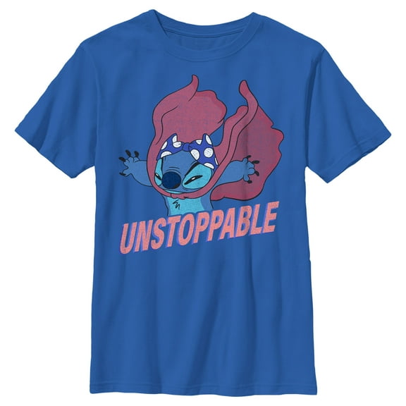 Boy's Lilo & Stitch Unstoppable Stitch  Graphic Tee Royal Blue X Large