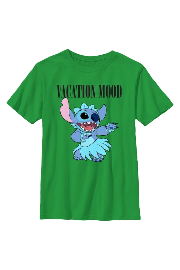 Boy's Lilo & Stitch Vacation Mood Graphic Tee Kelly Green Large