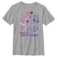 thumbnail image 1 of Boy's Lilo & Stitch Valentine's Day Made For Each Other  Graphic Tee Athletic Heather X Large, 1 of 5