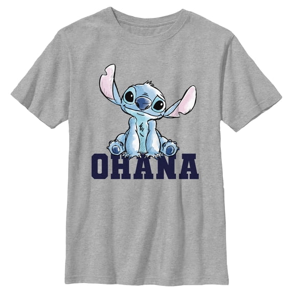 Boy's Lilo & Stitch Watercolor Ohana Graphic Tee Athletic Heather Small