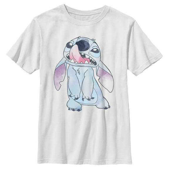 Boy's Lilo & Stitch Watercolor Stitch Graphic Tee White Small