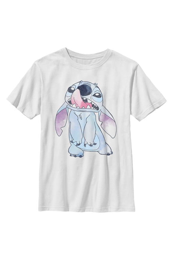 Boy's Lilo & Stitch Watercolor Stitch Graphic Tee White X Small