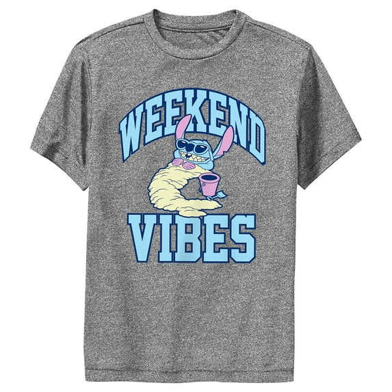 Boy's Lilo & Stitch Weekend Vibes Performance Graphic Tee Charcoal Heather X Large