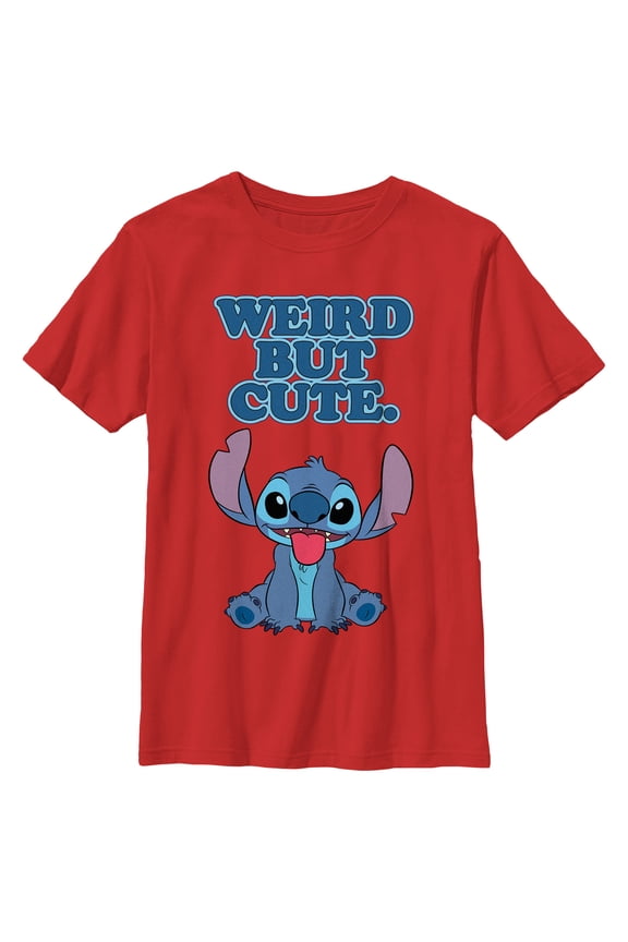 Boy's Lilo & Stitch Weird but Cute Graphic Tee Red Large
