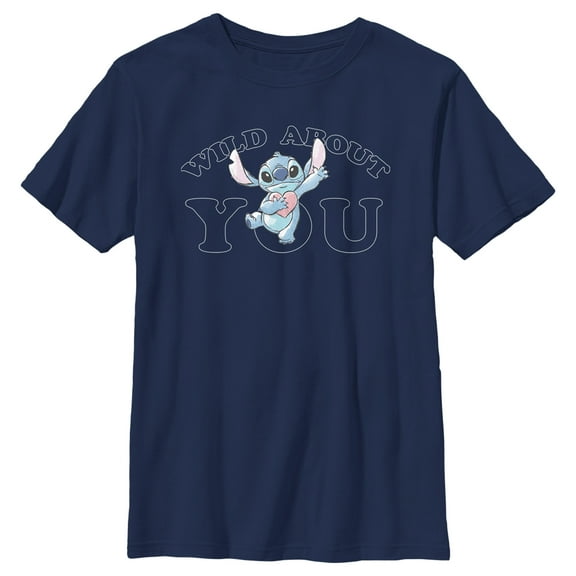 Boy's Lilo & Stitch Wild About You  Graphic Tee Navy Blue Small